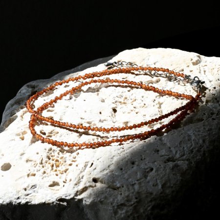 Náhrdelník s pravými smoky quartz kamene 42012.3 oceľ