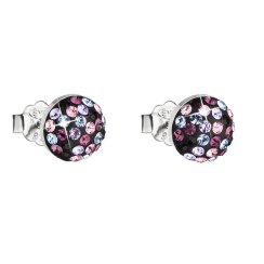 Strieborné náušnice pecka s kryštálmi Swarovski fialové okrúhle 31136.3 Magic Violet