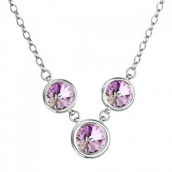 Stříbrný náhrdelník se Swarovski krystaly fialový kulatý 32033.5 vitrail light