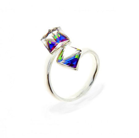 Prsten kostka se Swarovski Elements Cube P48416PVM Vitrail Medium 6 mm