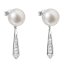 Stříbrné náušnice visací s bílou říční perlou 21036.1