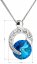 Stříbrný náhrdelník s krystalem Swarovski modrý kulatý 32048.5 Bermuda Blue