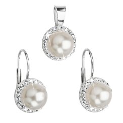 Súprava so Swarovski Elements perla 39091.1 Biela