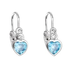 Strieborné detské náušnice visiace so zirkónom modré srdce 11178.3 Light Blue