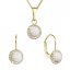 Sada pozlátených šperkov so syntetickým opálom a kryštálmi Preciosa zlaté okrúhle 39160.3 white/jonquil