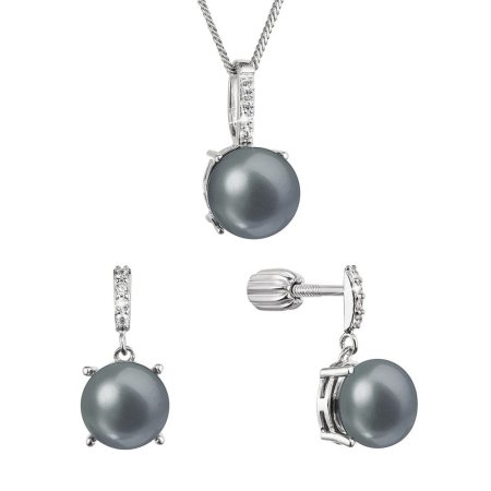 Perlová súprava s modrou riečnou perlou a zirkónmi 29072.3B peacock