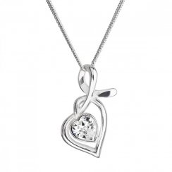 Stříbrný náhrdelník se Swarovski krystaly srdce bílé 32071.1 Krystal