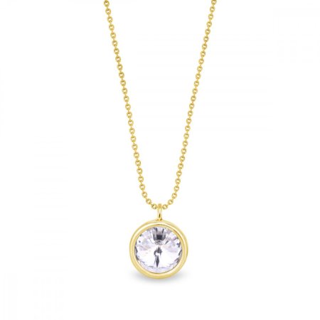 Náhrdelník číry strieborný pozlátený so Swarovski Elements Birthday Stone NBG1122SS29C Kryštál - Apríl