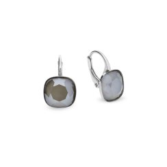 Náušnice se Swarovski Elements čtverec Barete KA447010DG Dark Grey