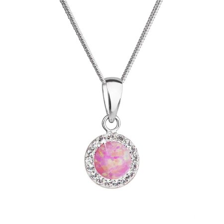 Náhrdelník se syntetickým opálem a křišťály Preciosa růžový 32083.1 Lt.rose