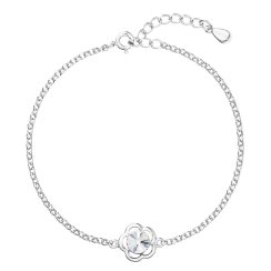 Stříbrný náramek se Swarovski krystaly bílá kytička 33117.1 Krystal