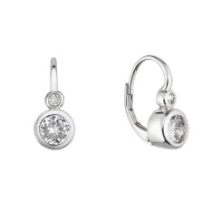 Strieborné náušnice visiace so zirkónmi bielej 11453.1