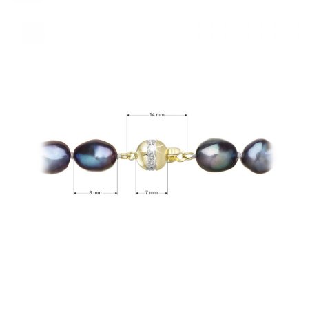 Perlový náhrdelník z riečnych perál so zapínaním zo 14 karátového zlata 922027.3/9266A peacock