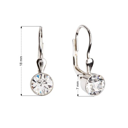 Stříbrné náušnice visací s krystaly Swarovski bílé kulaté 31112.1 Krystal