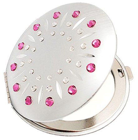 Kosmetické kapesní zrcátko se Swarovski Elements sun fuchsia EL-01.12