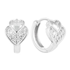 Stříbrné náušnice kruhy se zirkonem v bílé barvě 11320.1