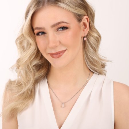 Sada šperků se syntetickým opálem a křišťály Preciosa náušnice a přívěsek oranžové srdce 39161.1 Coral s. Opal