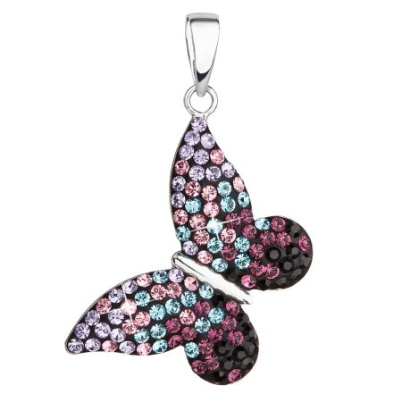 Strieborný prívesok s kryštálmi Swarovski mix farieb motýľ 34192.3 Magic Violet