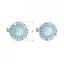 Stříbrné náušnice pecka s krystaly Swarovski a světle modrou matnou perlou kulaté 31214.3 Light Blue