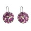 Stříbrné náušnice visací s krystaly Swarovski fialové kulaté 31176.3 Amethyst