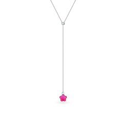 Náhrdelník so Swarovski Elements kvetinka Krystal + Fuchsia