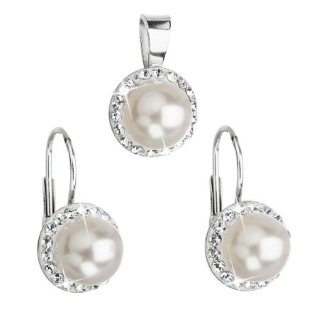 Súprava so Swarovski Elements perla 39091.1 Biela