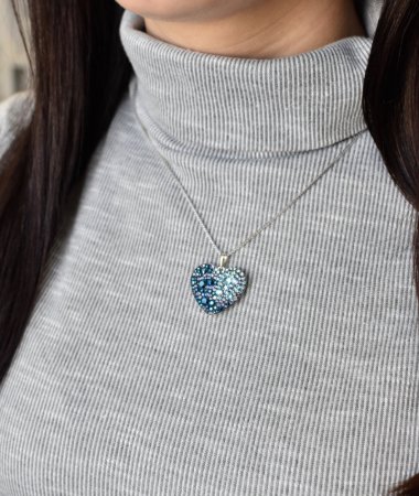 Stříbrný přívěsek s krystaly Swarovski modré srdce 34243.3 Blue Style
