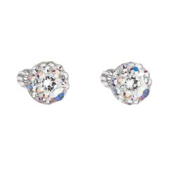 Stříbrné náušnice pecka s krystaly Swarovski ab efekt kulaté 31336.2 AB
