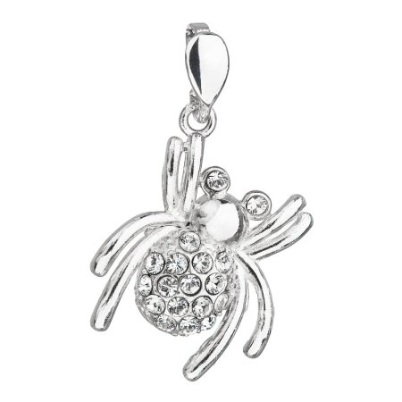 Stříbrný přívěsek s krystaly Swarovski bílý pavouk 34220.1 Krystal