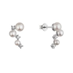 Strieborné náušnice s riečnymi perlami a zirkónmi 21111.1