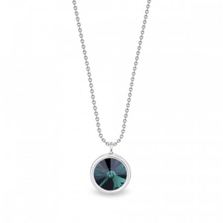 Stříbrný náhrdelník zelený se Swarovski Elements Birthday Stone NB1122SS29EM Emerald