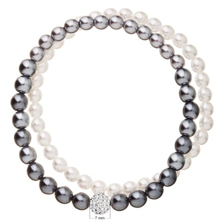 Perlový náramok biela šedá s krištáľmi Preciosa 33106.3