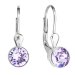 Stříbrné náušnice visací s krystaly fialové kulaté 31112.3 Violet