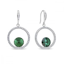 Strieborné náušnice zelené so Swarovski Elements Orbita KWCD1122SS39EM Emerald