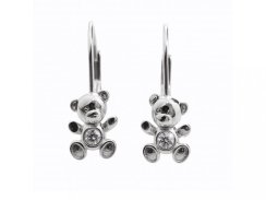 Strieborné náušnice medvedík so Swarovski Elements kryštál