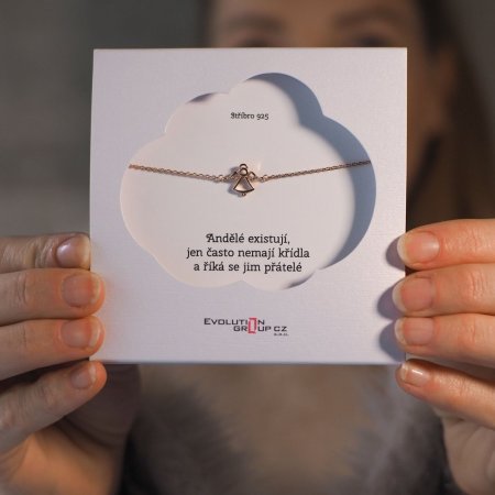 Pozlacený stříbrný ROSE náramek andělíček se zirkony 13028.1 crystal