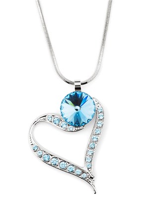 Náhrdelník so Swarovski Elements srdce modrej Aqua