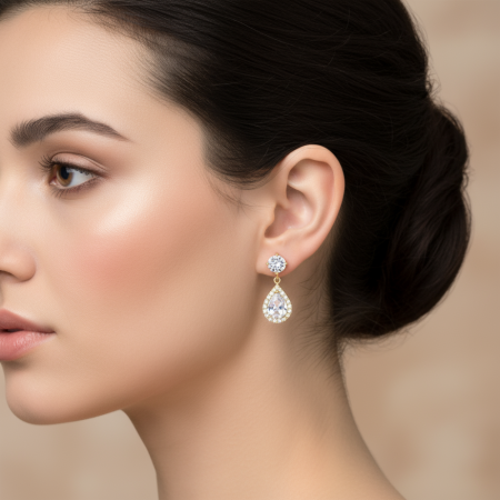 Strieborné náušnice visiace s kryštálmi Swarovski Elements Briselle KCPG4320CC Kryštál