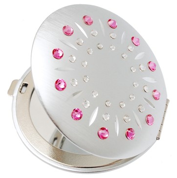Kozmetické vreckové zrkadlo sa Swarovski Elements sun ružové EL-01.1