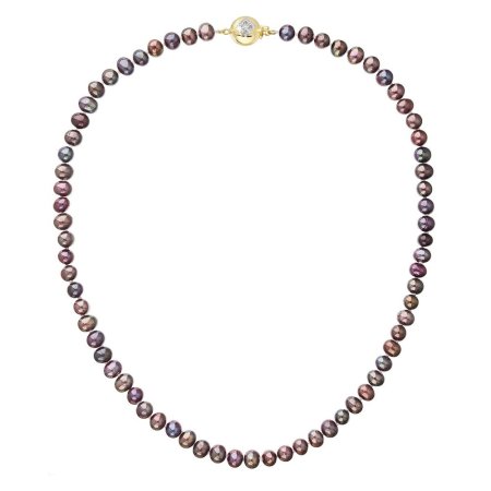 Perlový náhrdelník z říčních perel se zapínáním ze 14 karátového zlata 922001.3/9270A dk.peacock
