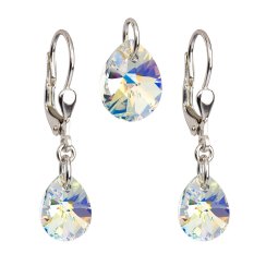Sada šperků s krystaly Swarovski náušnice a přívěsek AB efekt slza 39083.2 AB