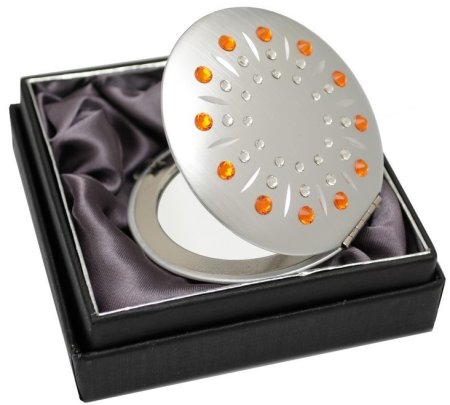 Kosmetické kapesní zrcátko se Swarovski Elements sun oranžové EL-01.3 Fireopal