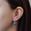 Strieborné náušnice visiace s kryštálmi Swarovski modré okrúhle 31176.3 Blue Style