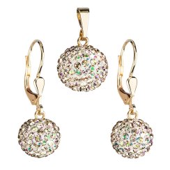 Zlatá 14 karátová sada šperkov s kryštálmi Swarovski náušnice a prívesok zeleno-zlatá 939072.6 Luminous Green