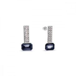 Náušnice šedé se Swarovski Elements Royal Wand KFM2602CSN Silver Night