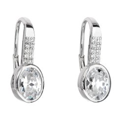 Stříbrné náušnice visací se zirkonem v bílé barvě 11168.1