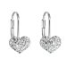 Stříbrné náušnice visací s krystaly Swarovski bílé srdce 31125.1 Krystal