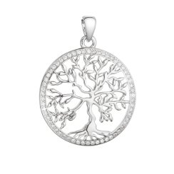 Strieborný prívesok strom života lemovaný zirkónmi biely 14025.1