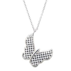 Strieborný náhrdelník so zirkónmi motýľ biely 12035.1 Krystal