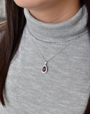 Stříbrný přívěsek s krystaly Swarovski fialová slza 34252.3 Amethyst
